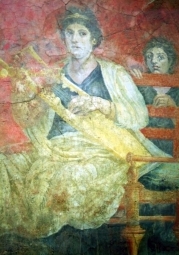 Fresco of Roman Lady with servant